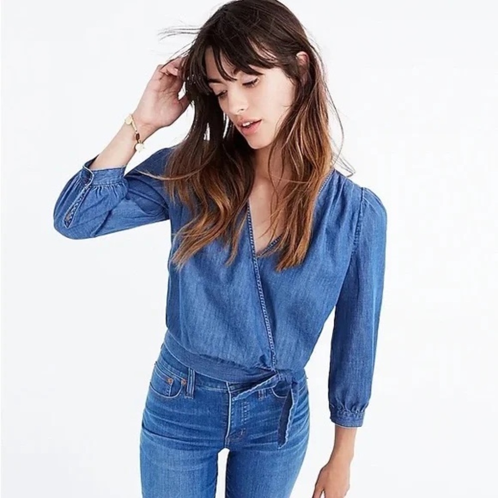 Madewell Denim Wrap Top - Picture 6 of 12